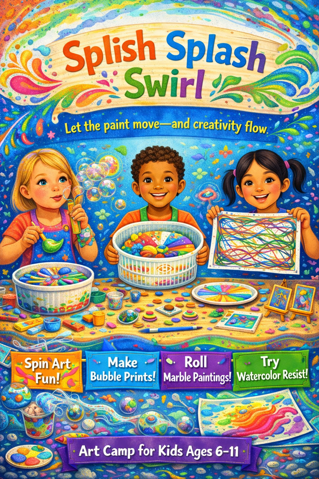 JUNE 23-26 - SPLISH, SPLASH, SWIRL - SUMMER ART CAMP FOR AGES 6-11