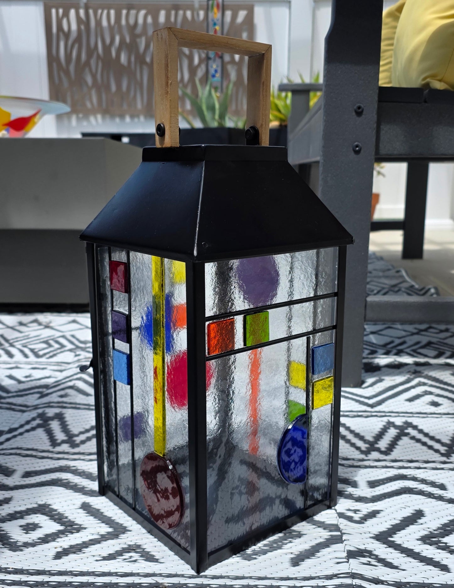 Fused Glass Patio Lantern with LC and Tommy Tobey