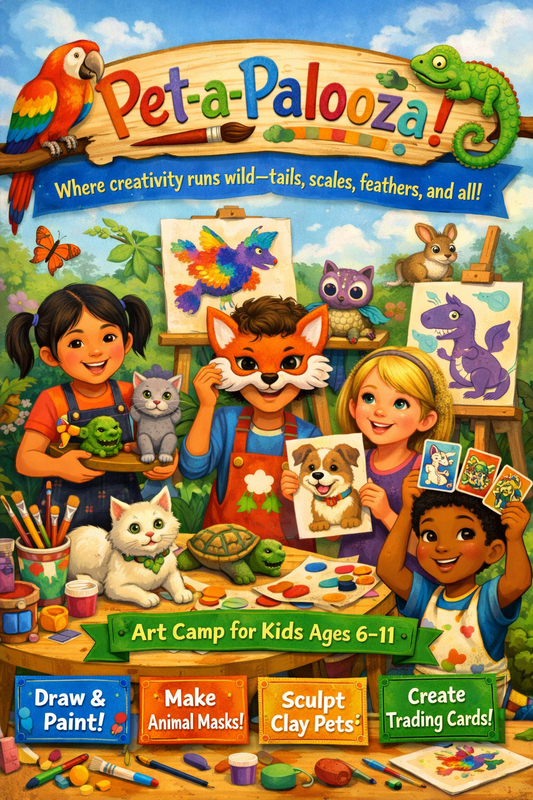 JUNE 2-5 - PET-A-PALOOZA! - SUMMER ART CAMP FOR AGES 6-11